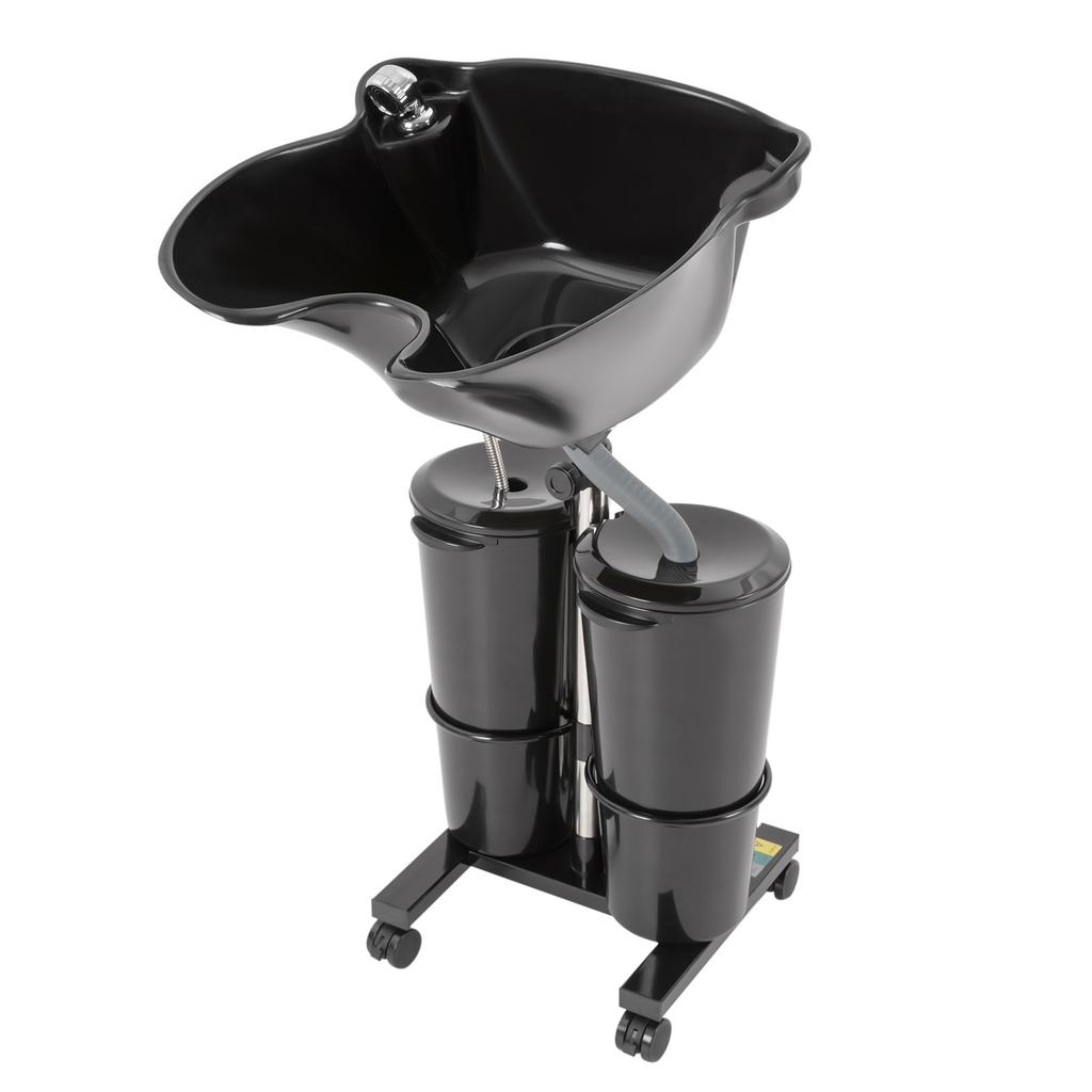 Portable Hairdressing Salon Basin 2 Buckets Hair Washing Sink Shampoo Wash Bowl Stainless Steel for Salon Stylists, Nursing Care