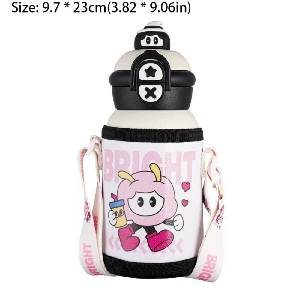 500ml Children Thermal Cup Pop-up Lid Large Capacity Insulated Cup Stainless Steel Cute Cartoon Travel Insulated Bottles