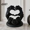 Modern Gothic Interior Decor 3D Printed Heart Shape Skeleton Hand Ornament, Rose Skull Statue Dark Home Aesthetic Accessories for Decor, Unique