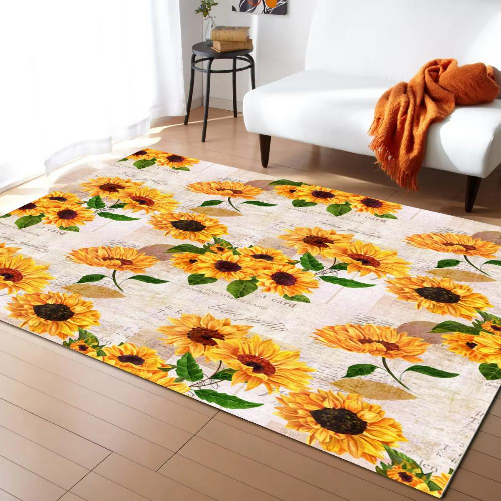Positive Summer Spring Sunflower Field Carpets for Living Room Decor Hallway Balcony Floor Mats Leisure Sofa Coffee Table Mat