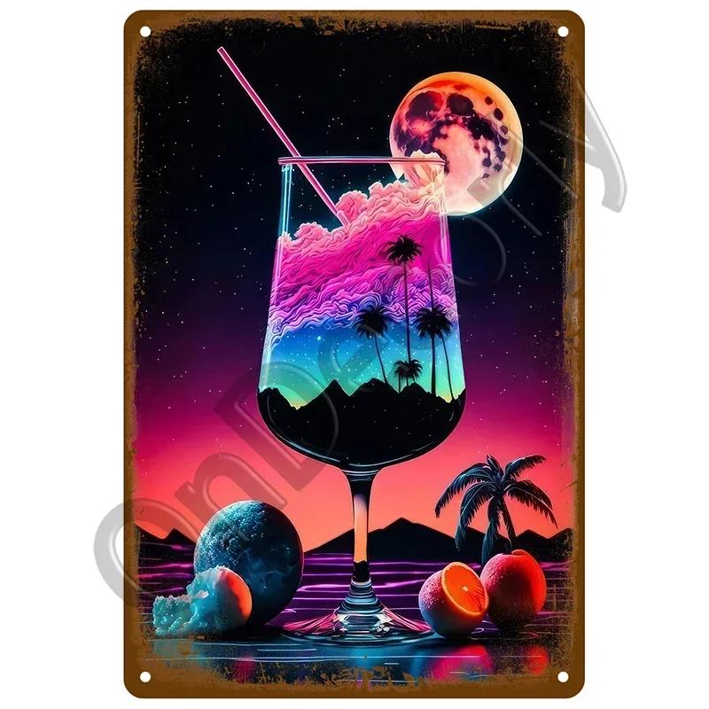 Retro Drink Plaque Art  Beer Wine  Whiskey Decor for Bars  Man Caves