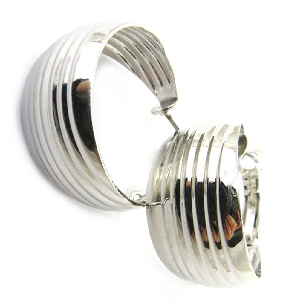 Les Trésors De Lily [M8190] - Silver 'Choréographie' Hoop Earrings Ø 23 Mm 9 Mm