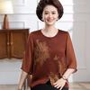 Stylish Summer 2026 Printed Cardigan for Middle-Aged & Elderly Women - Slimming Round Neck Top