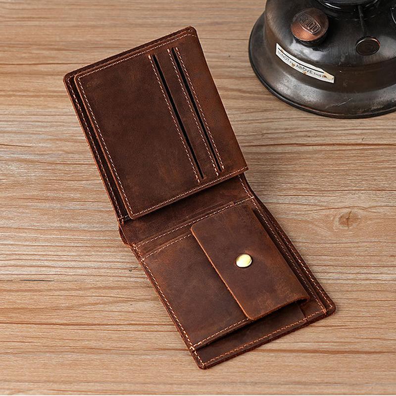 100% Genuine Leather Wallet for Men with Coin Pocket 9.2*11.3cm
