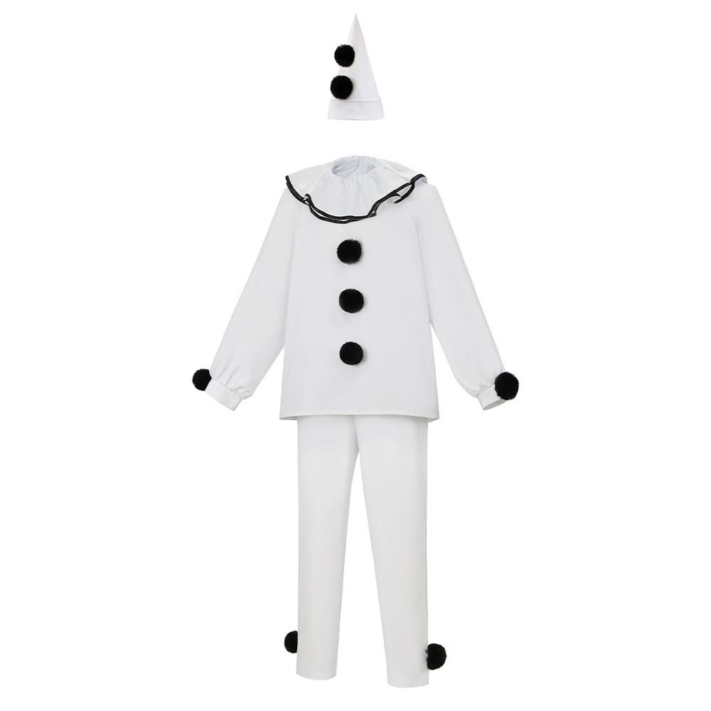 Pierrot Clown Costume For Themed Parties And Cosplay Events With Comfortable Polyester Material