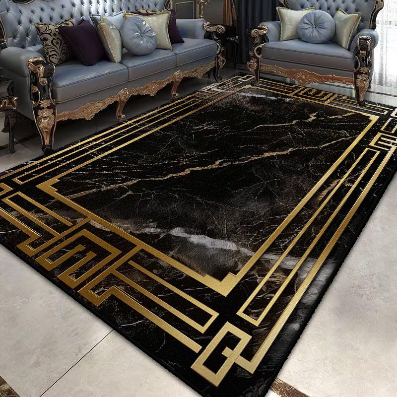 Light Luxury Black Gold Carpets for Living Room Non-slip kitchen floor carpet Modern Large Area Rugs Lounge Rug Washable Mat