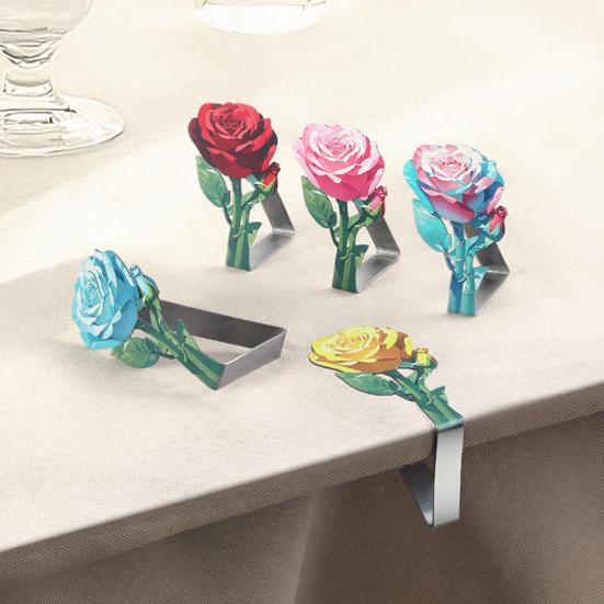 Stainless Steel Rose Tablecloth Clip Non-slip Indoor Outdoor Wedding Party Picnic Camping Table Cover Holder Fixing Clamp