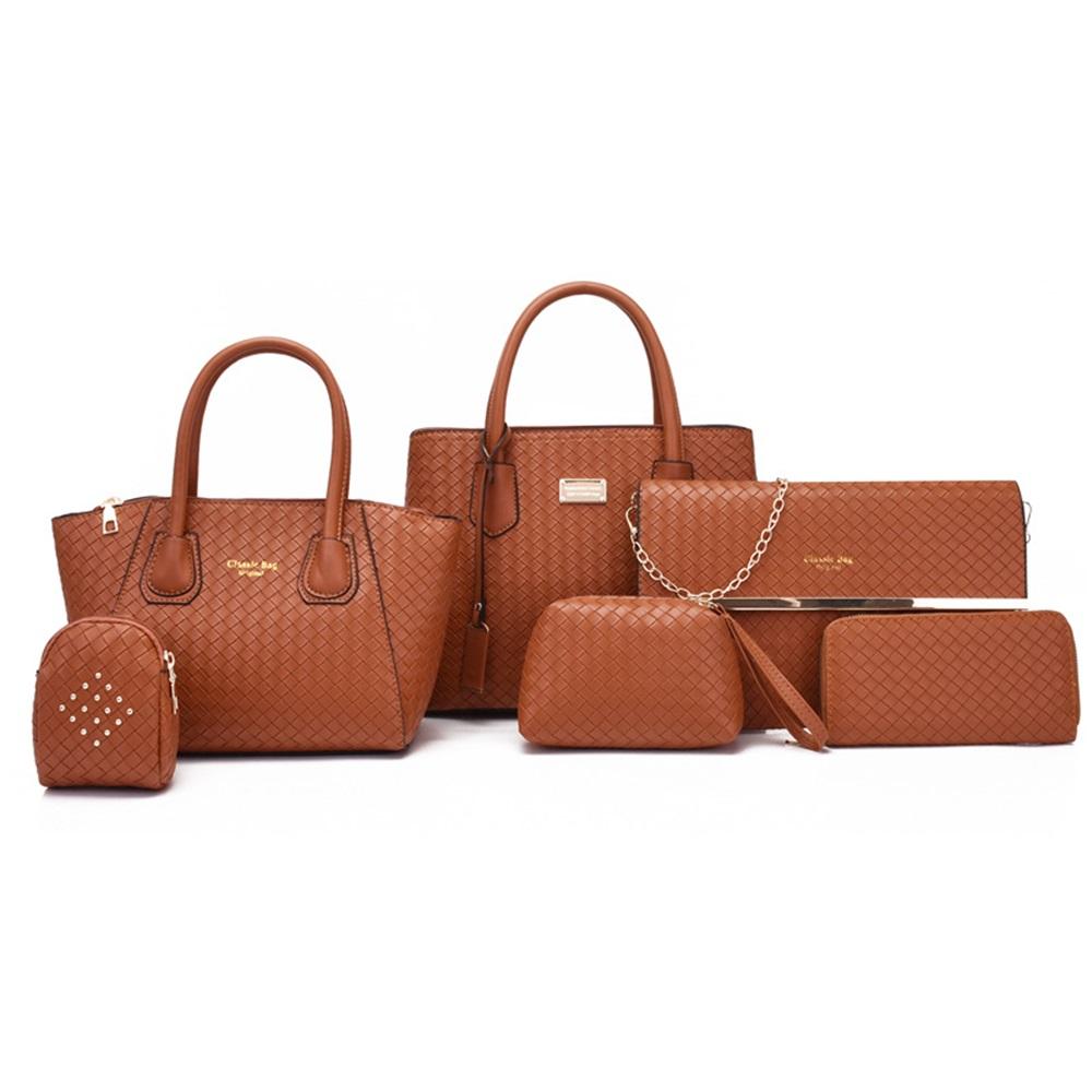 Women's bags, fashionable and versatile, six-piece set, woven handbag, shoulder bag, crossbody bag