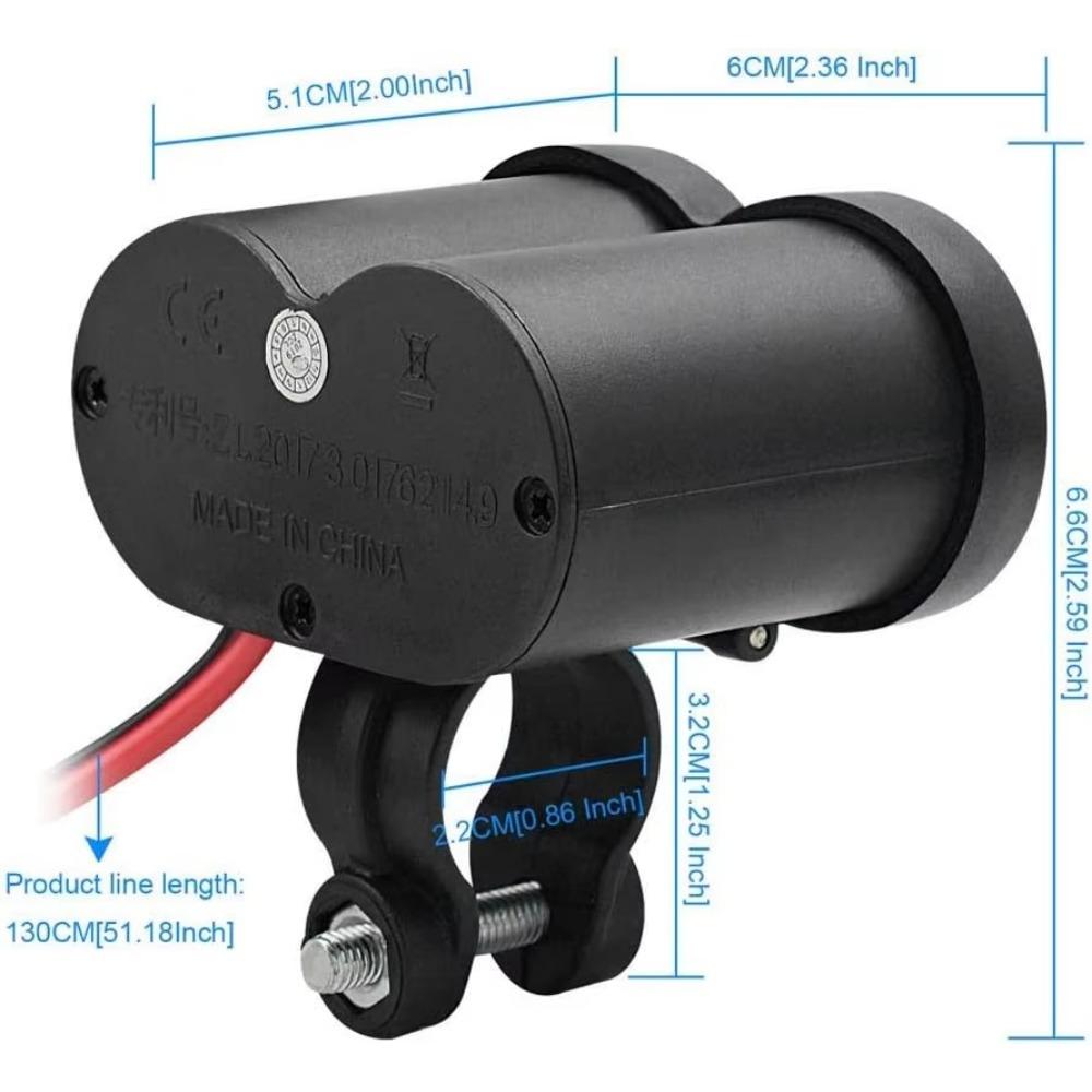 12V Motorcycle Handlebar USB Charger Waterproof Socket with Switch for Cellphones Mobile Tablets GPS
