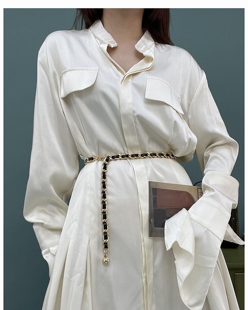 Womens Gold Trendy Chain Waist Belt Designed For Dresses And Outfits Casual