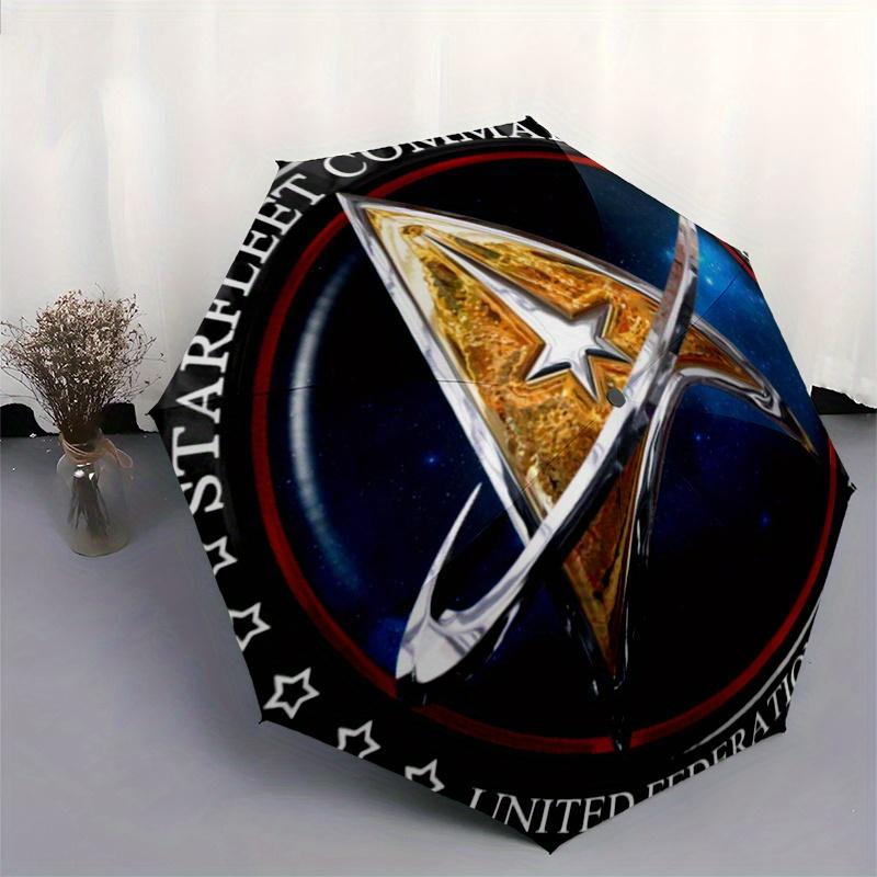 Star Trek Starfleet Command Emblem Sticker Decal 4x 4Umbrella, Portable 3-Fold Compact Umbrella for Men & Women Gift