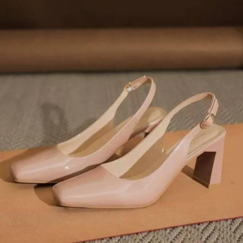 Fashion Summer Wear Cool Temperament Single Shoes Soft Leather Bag-toe Sandals Women Thick High Heels