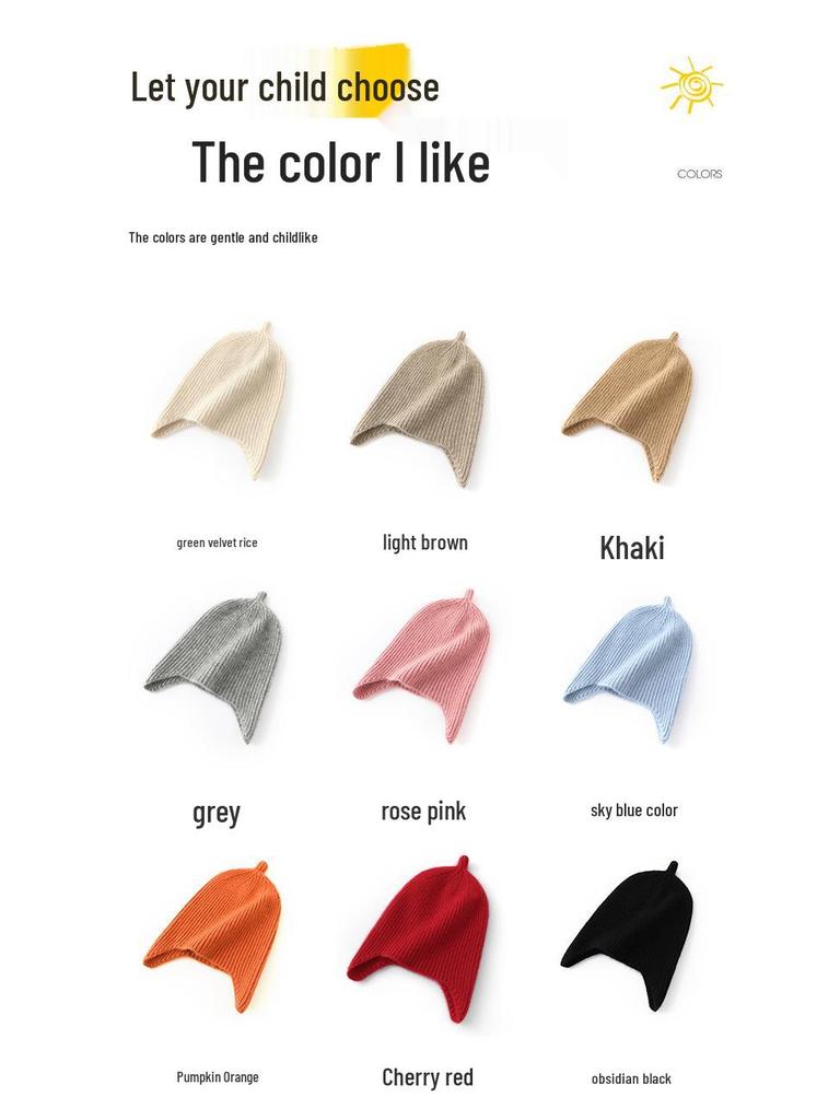 Unisex Cashmere Kids' Knit Hat with Ear Protection - Super Cute & Warm for Autumn/Winter