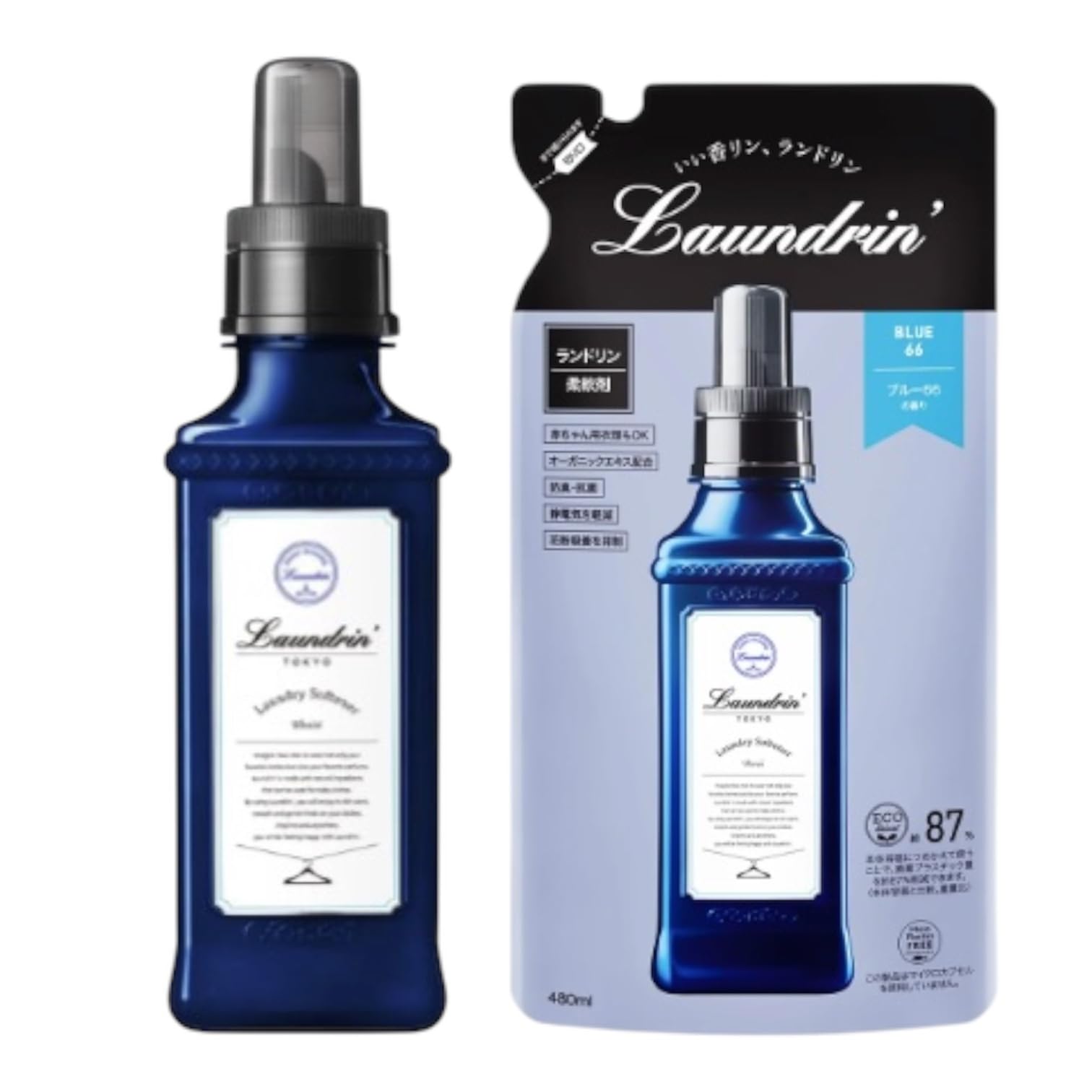 

[Set] Laundrin Fabric Softener Blue 66 600mL + Refill 480mL