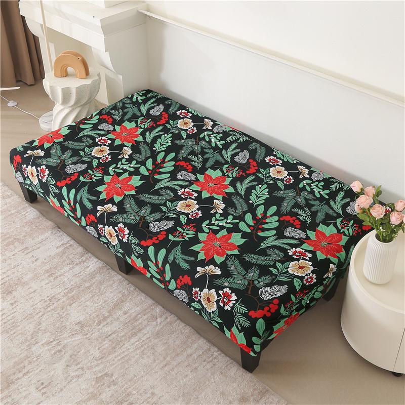 1pc Elastic Sofa Bed Cover,Winter Botanical Pine Leaf Flower Pattern Couch Cover for Home Decor