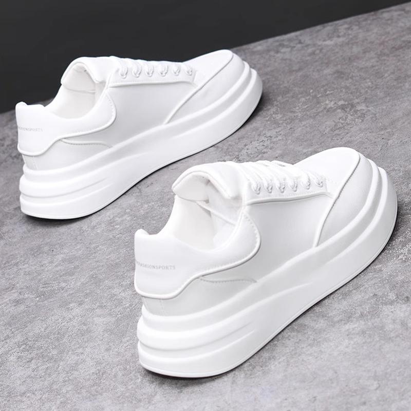 

Новая модная мужская обувь на осень и зиму, универсальные кроссовки для пар, повседневная кожаная обувь, спортивная теннисная обувь. 44 белый