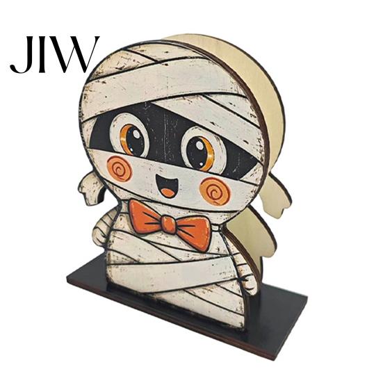 Cartoon Style Ornament Halloween Wooden Napkin Holder, Ghost Mummy Pumpkin Gothic Rustic Dining Table Accessory Tabletop Tissue Dispenser for
