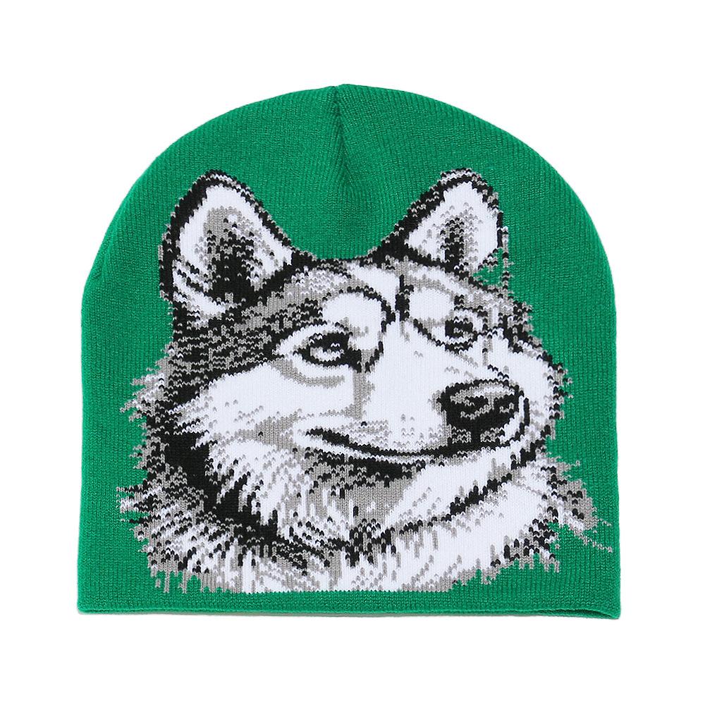 Temu Autumn and Winter Pullover Hat Student Ear Protection Cold Hat Wolf Head Animal Knitted Hat