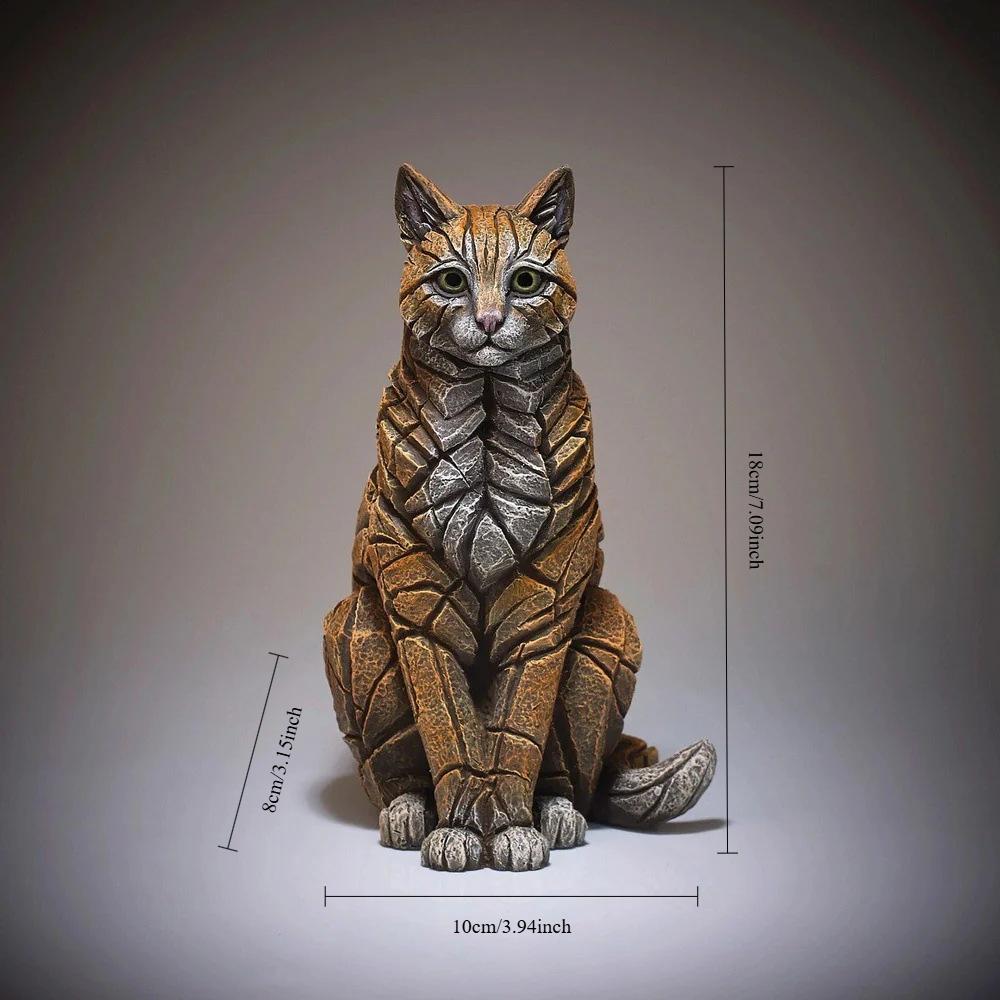 

3D статуэтка кошки из смолы, скульптура животного, аксессуары для декора дома, сидящий кот, фигурка, коллекция ornaments современного искусства