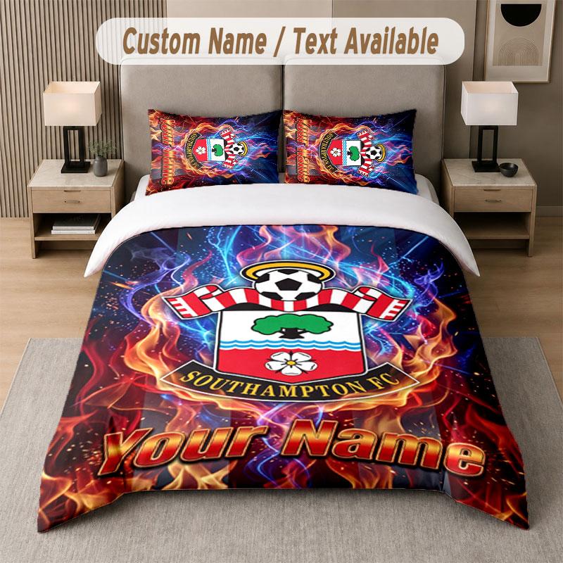 Individuelles Bettwäsche-Set Southampton FC Muster, Druck Name Text 1 Bettbezug plus 2 Kissenbezüge Heimtextilien