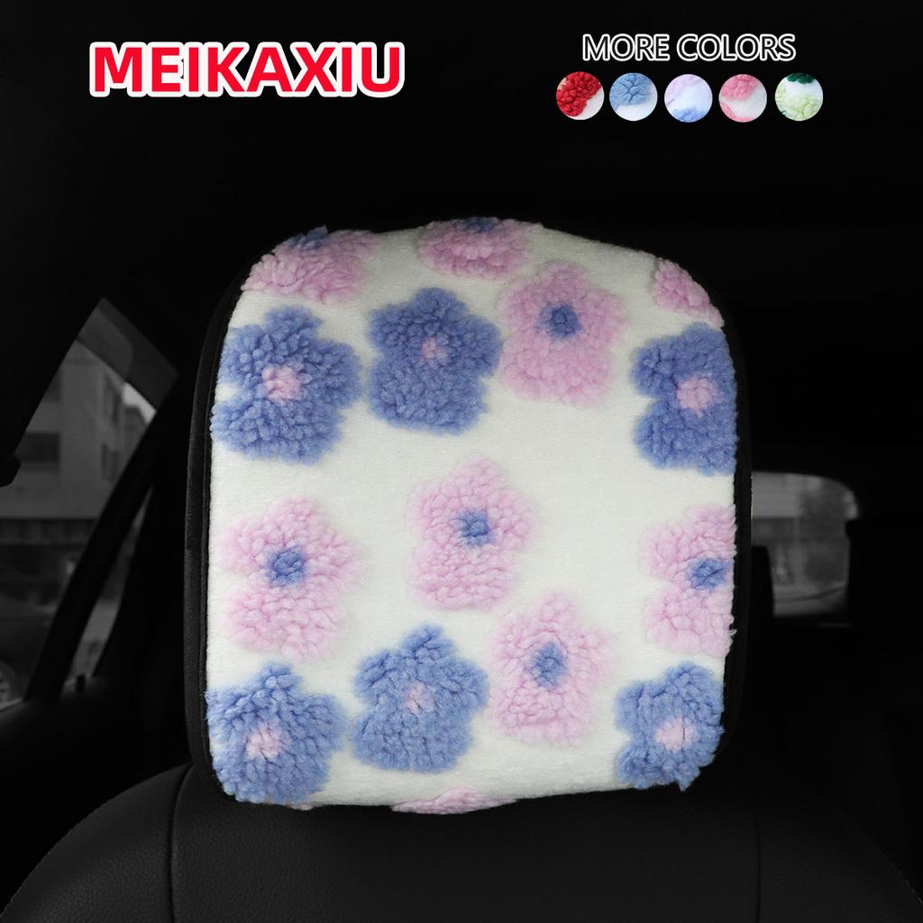 1 Winter Plush Three-dimensional Flower Color Car Head Hat Head by Head Pillow Cover Cushion Cover Anti-dirty Automotive Supplie