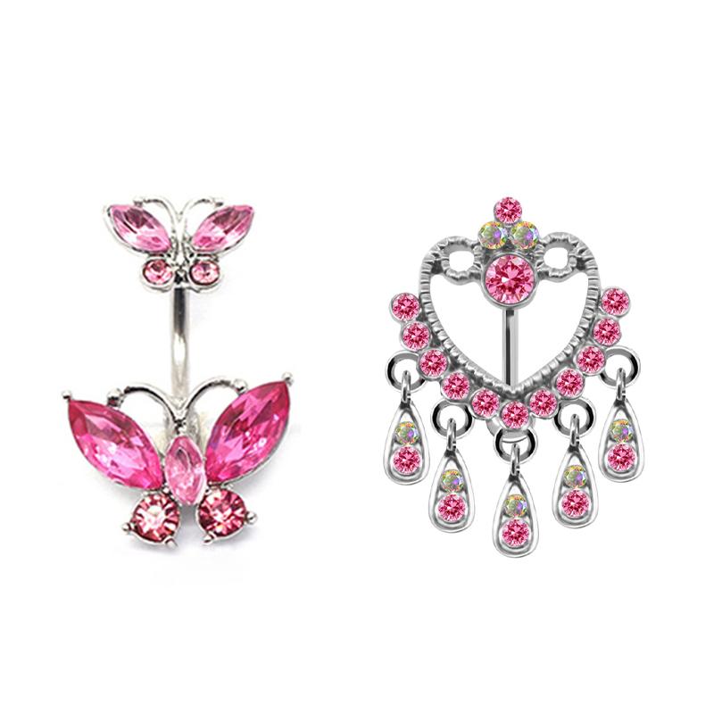 Stainless Steel Butterfly Navel Belly Button Rings For Women Jewelry