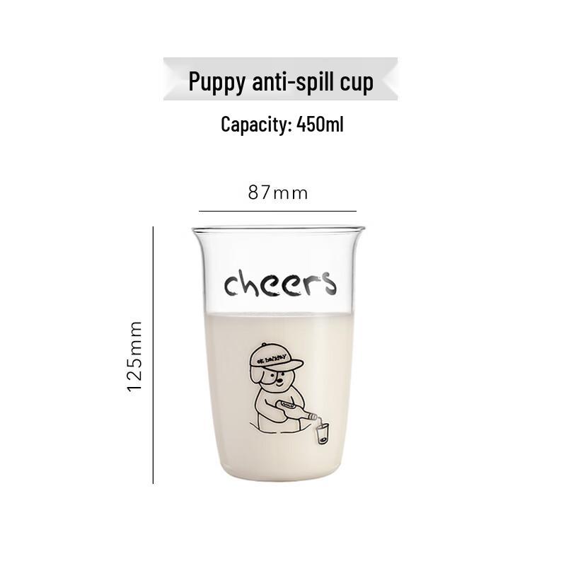 

Korean Style Small Dog Printed High Borosilicate Glass Cups