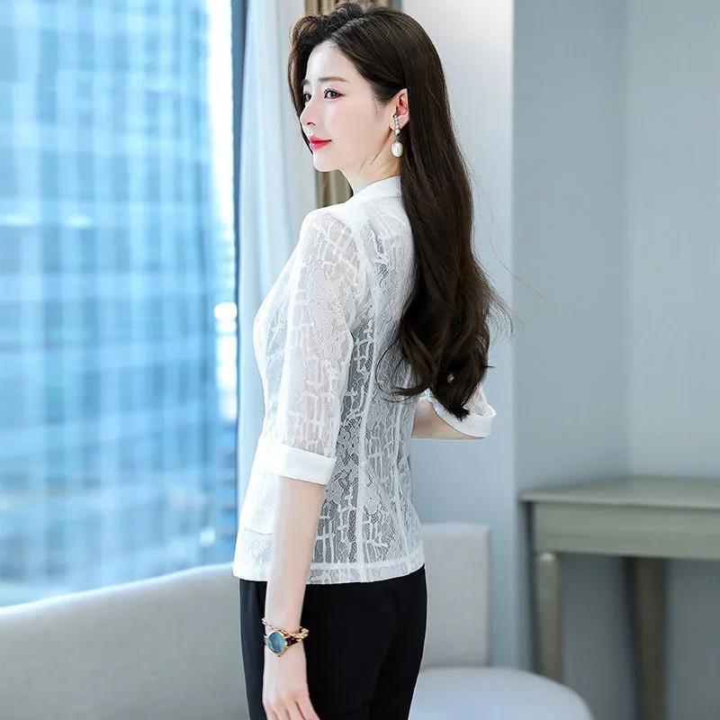 Women's White Lace Sun Protection Jacket - Spring/Summer 2022 Casual Short Blazer