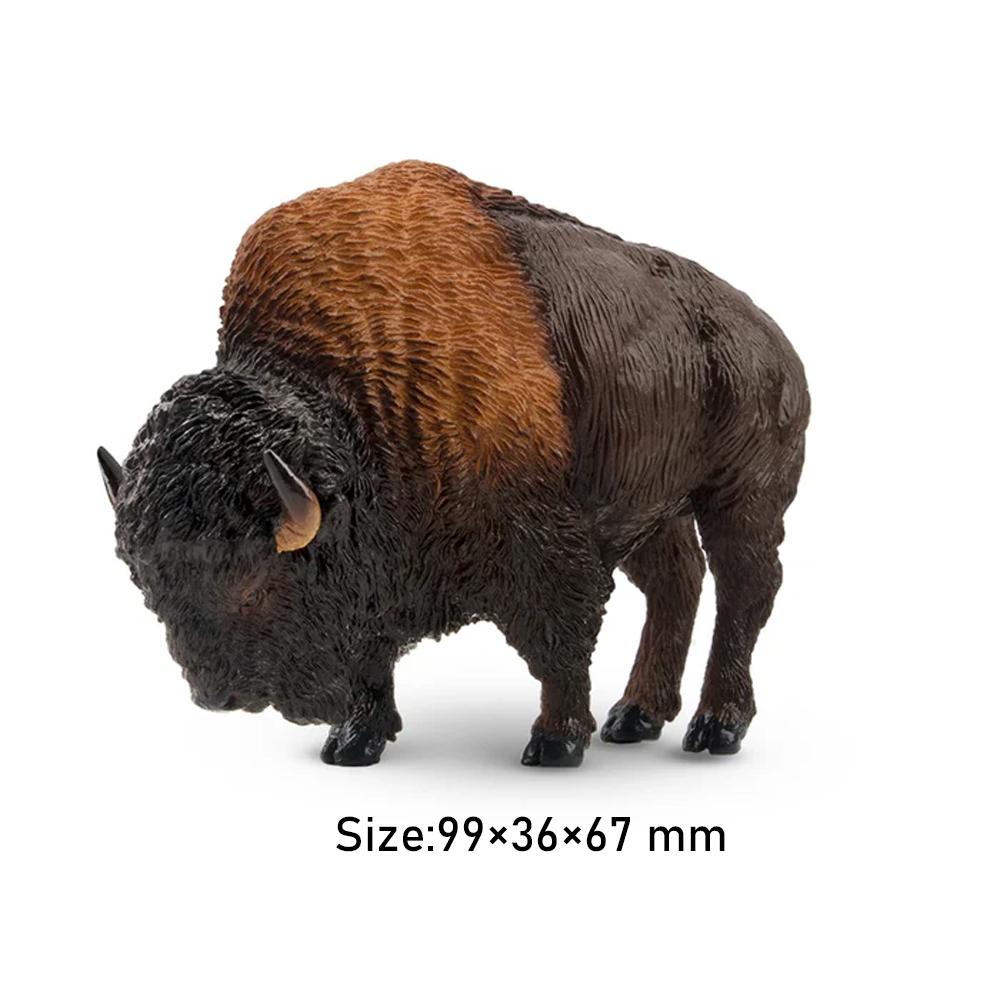 Toymany Simulation American Bison Wildlife Animal Model Toy Mini Figures Dolls Action Figurines Toys for Children Gift Cake Deco