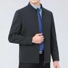 Casual Jacket for Middle-aged Men with Lapels, Spring and Autumn Mulberry Silk Thin Section, Middle-aged and Elderly Dad Wear Leadership Jackets