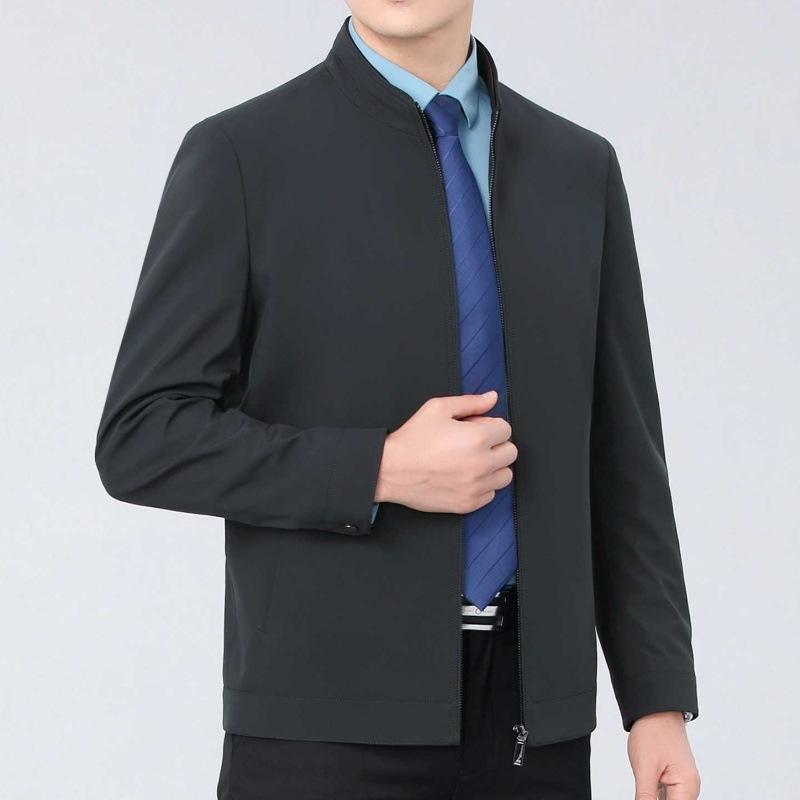 Casual Jacket for Middle-aged Men with Lapels, Spring and Autumn Mulberry Silk Thin Section, Middle-aged and Elderly Dad Wear Leadership Jackets
