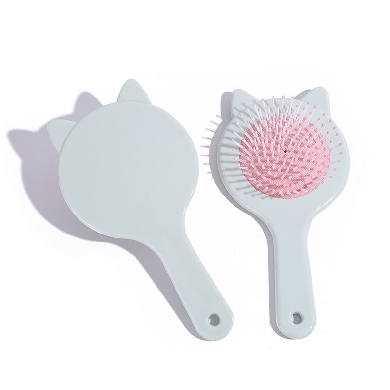 Women's Black Cat Ear Cushion Massage Comb – Portable, Smooths Hair