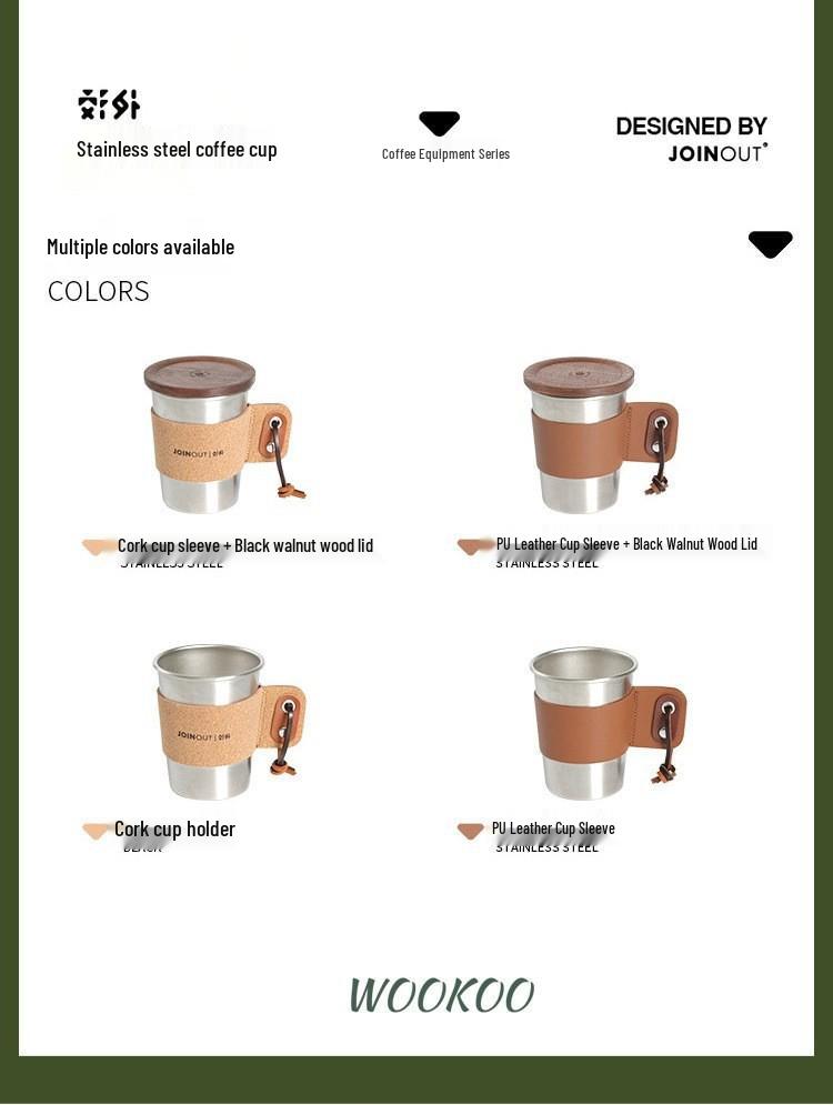 304 Stainless Steel Camping Coffee Cup with Cork Sleeve