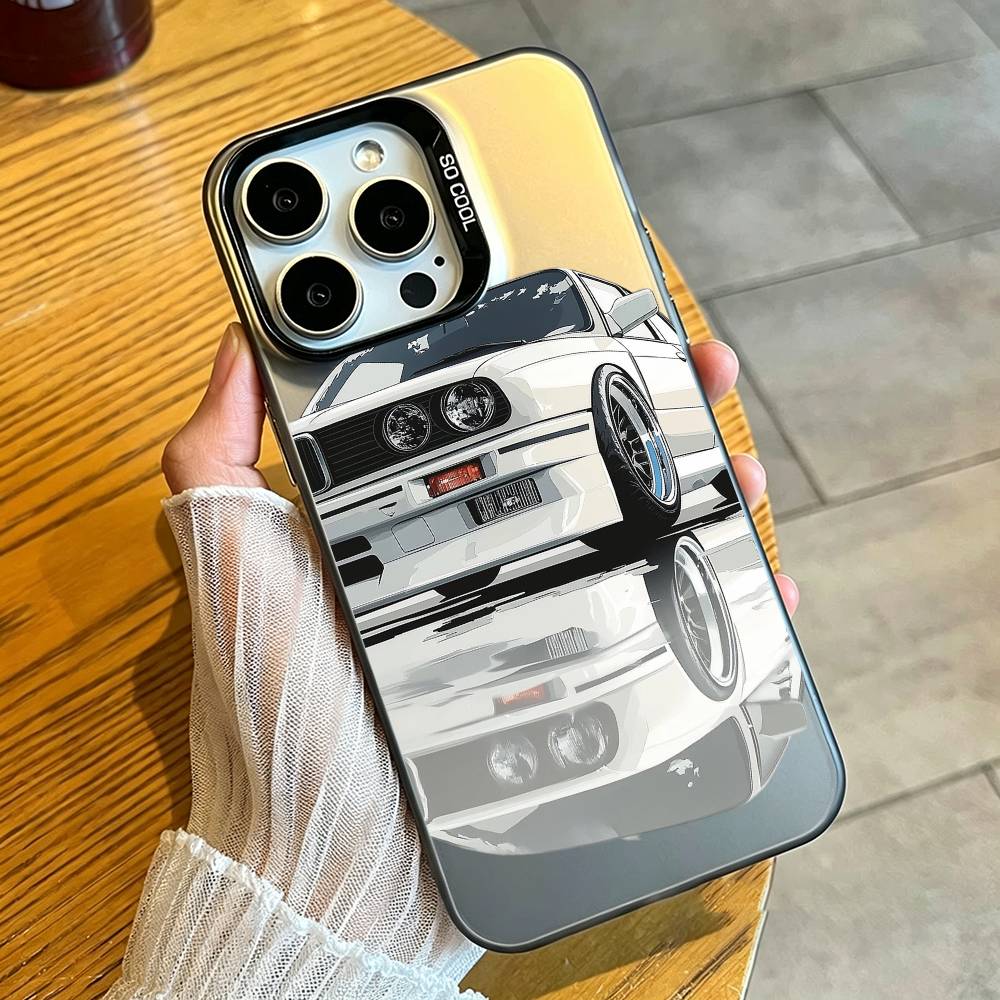 E30 CAR Phone Case For iPhone 17,16,15,14,13,12,11 Plus,Pro Max,XS,Colorful Silver White Cover