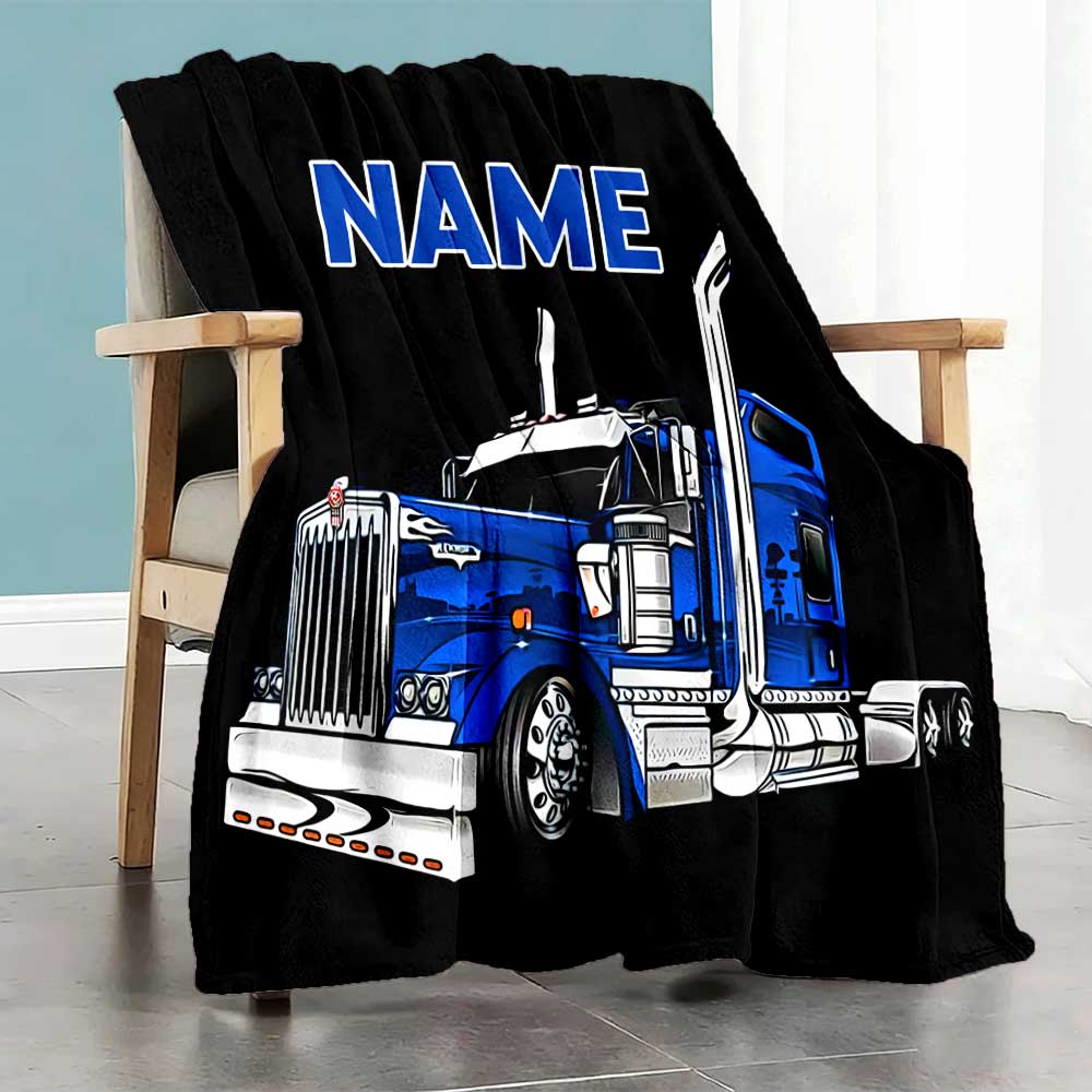 Truck Personalized Name Blanket Throw Personalized Blanket Soft Warm Cozy Throw For Bed Sofa Office Chair Livingroom Ideal for All Seasons
