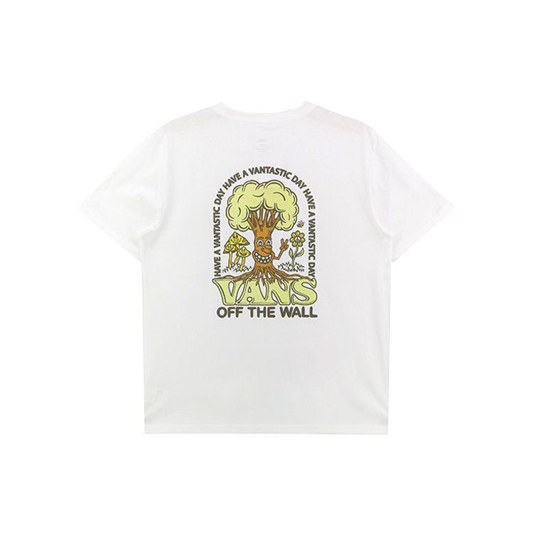 Vans Cartoon Fun Letter Print Crew Neck Short Sleeve T-Shirt Men Tops White VN0A7PZGWHT