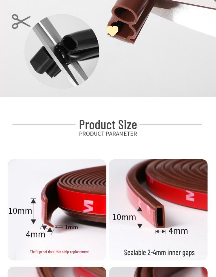 Diebstahlsichere selbstklebende Silikon-Dichtungsleiste für Tür und Fenster zum Abdichten gegen Wind und zur Isolierung