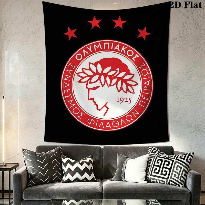 Olympiacos F.C Wall Hanging Printed Fabric Blanket Decorative Tapestries for Bedroom Living Room Home Decor
