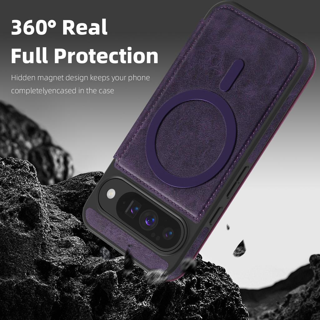 For Google Pixel 10/10 Pro Magnetic Case RFID Blocking Card Holder Leather Phone Cover