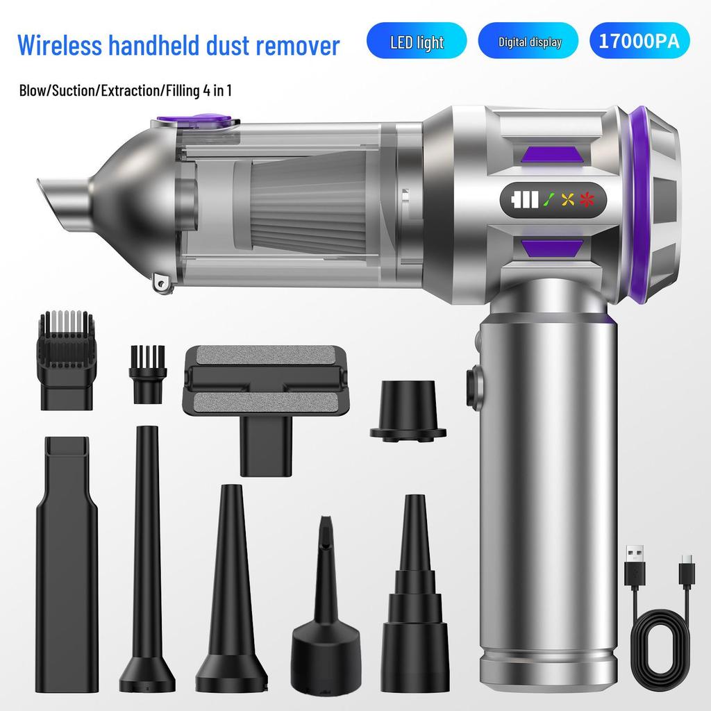 4-in-1 Handheld Car Vacuum: Brushless Motor, Electric Duster, Vacuum Pump & Inflator