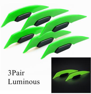 3 Paar Fluoreszierend Universal Motorrad Seite Grün Winglets Windabweiser Spoiler Zierleiste Abdeckung Luftabweiser