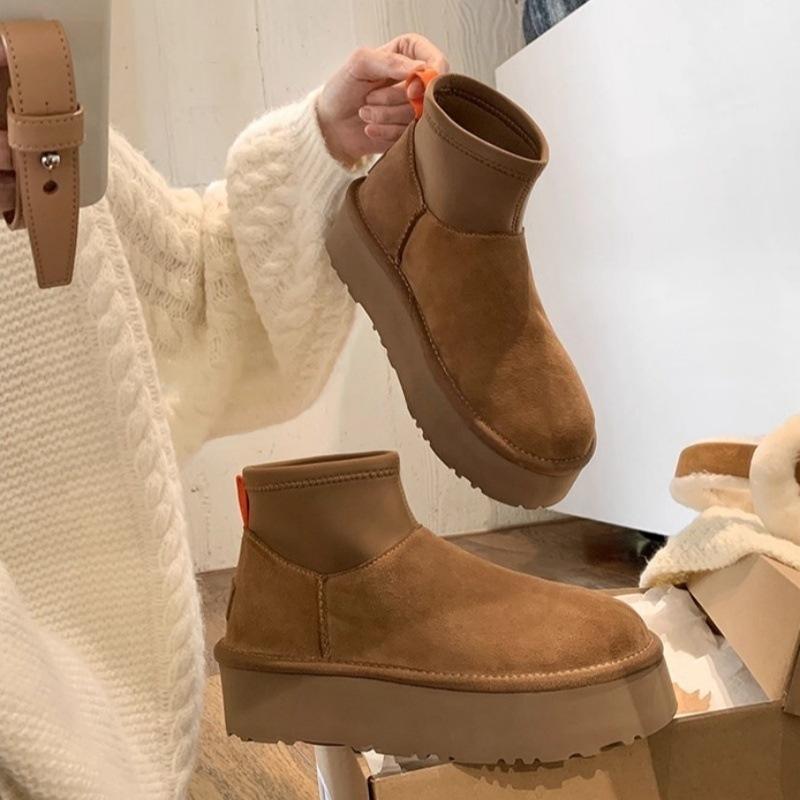 Bird legs~ 2025 autumn and winter new velvet warm small short help thick-soled wool deep boots snow short boots women