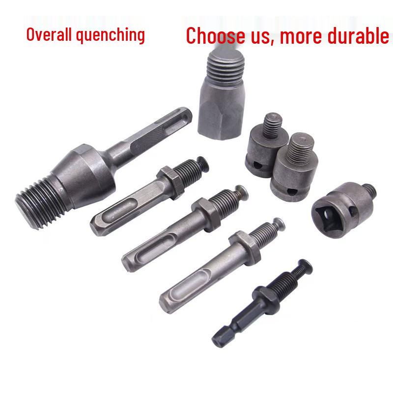 Pneumatic Electric Drill Conversion Kit: Square, Round, Hex Shank Connectors & Extension Rod for Hammer Drills