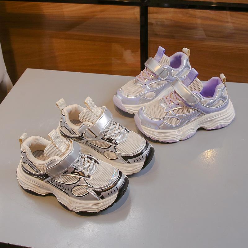 Students Sneakers Handsome Mesh Breathable Kids Running Shoes Thick Soft Sole 2025 New Boys Girls Sports Shoes Non-slip Flexible