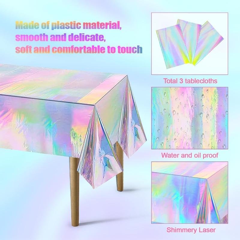 Tablecloth For Table Nappe De Table Tablecloth Birthday Iridesnt Disco Party Decor Shiny Laser Holographic Disposable Covers