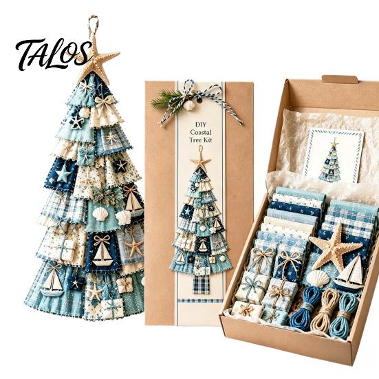 Cadeau d'artisanat de Noël pour adultes Kit d'arbre Patchwork Surdimensionné à faire soi-même, Ensemble d'assemblage en tissu à carreaux Rétro Décoration avec Ornements Suspendus Décoration de Maison de Fête