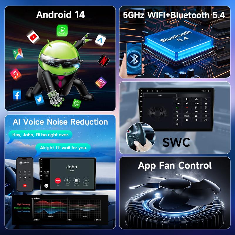 Srnubi 2 Din Carplay Android Auto for Suzuki Swift 2003 - 2010 10 Inch Car Radio Multimedia Player GPS Navigation DSP Bluetooth 5.4 Support SWC Acce