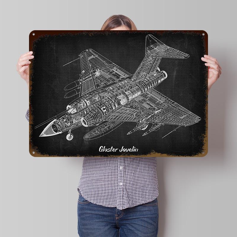 Gloster Javelin Tinplate Poster Customized Wall Art Retro Vintage Metal Signs for Fans Interior Accessories Decoration Bedroom