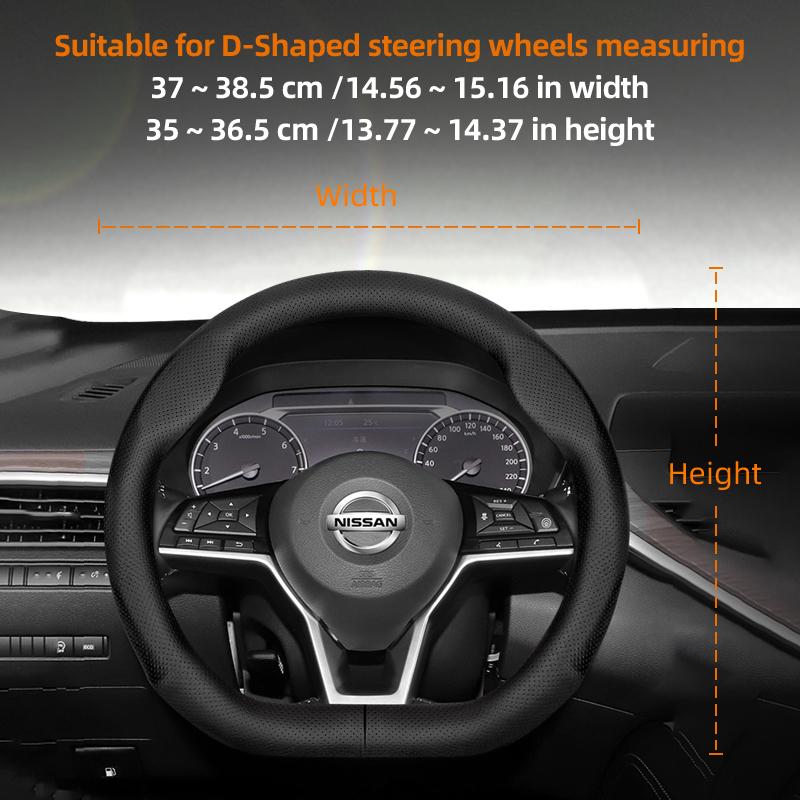 Suitable for Nissan Ultra-Thin Breathable Leather Steering Wheel Cover Suitable for Qashqai J10 J11 March Terrano2 Pathfinder R51 Note E12 Almera