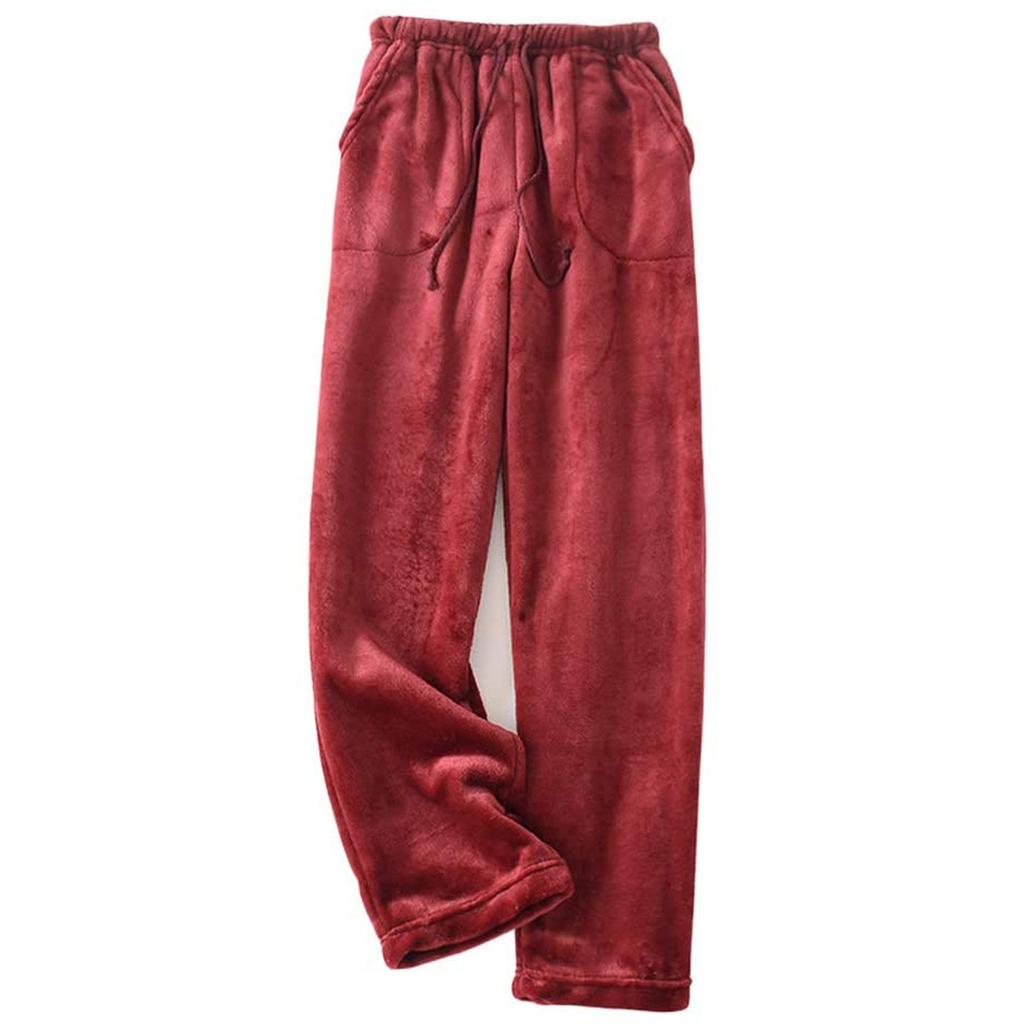 Women's Thermal Fleece Pockets Pajama  Warm Casual Trousers Home Pants